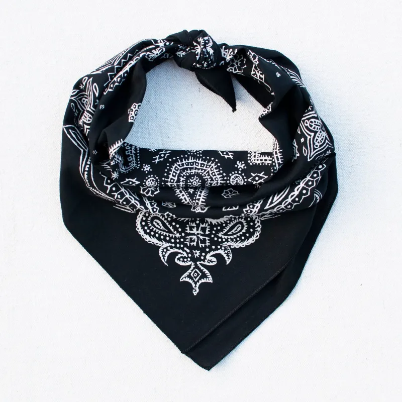 Black Sketched Paisley Bandana sold by Abracadana