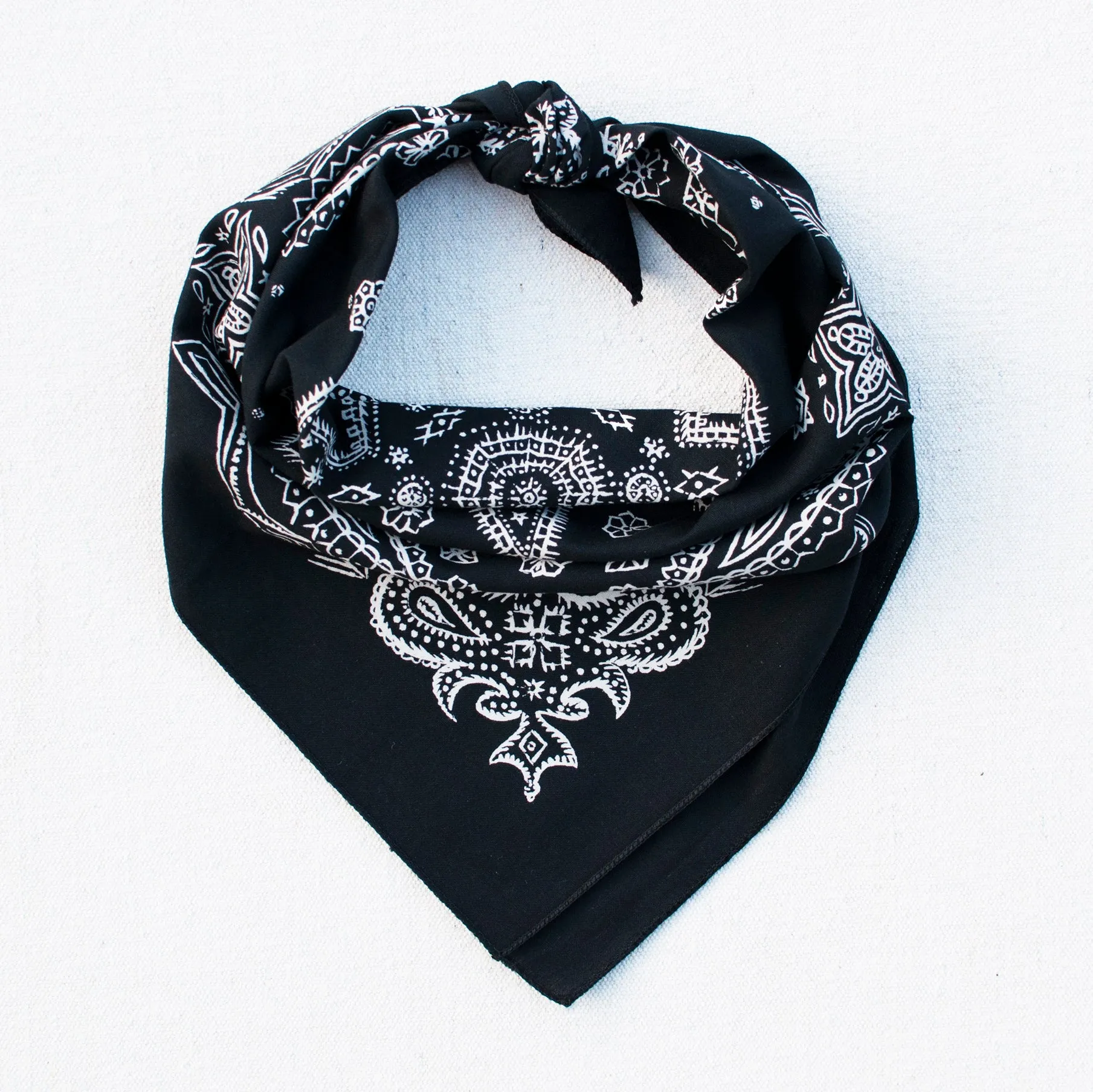 Black Sketched Paisley Bandana sold by Abracadana
