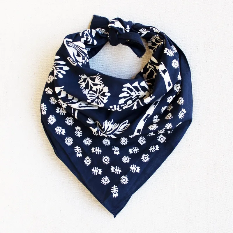 Navy Floral Bandana sold by Abracadana