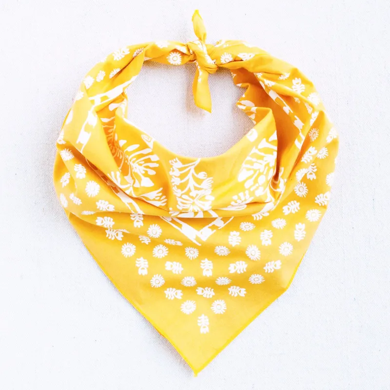 Golden Yellow Floral Bandana sold by Abracadana