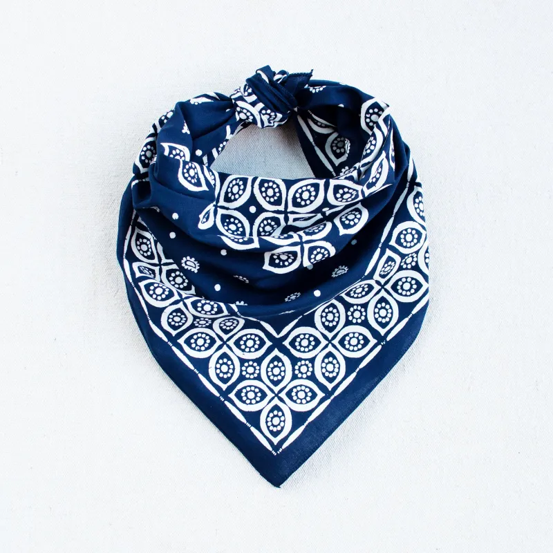 Navy Paisley Eye Bandana sold by Abracadana