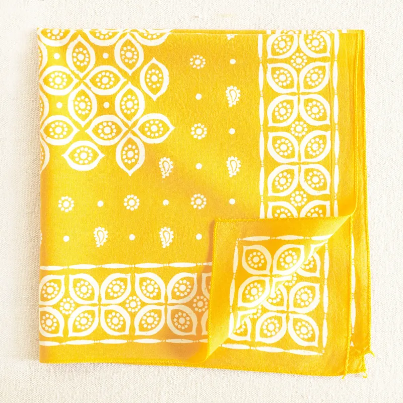 Golden Yellow Paisley Eye Bandana sold by Abracadana