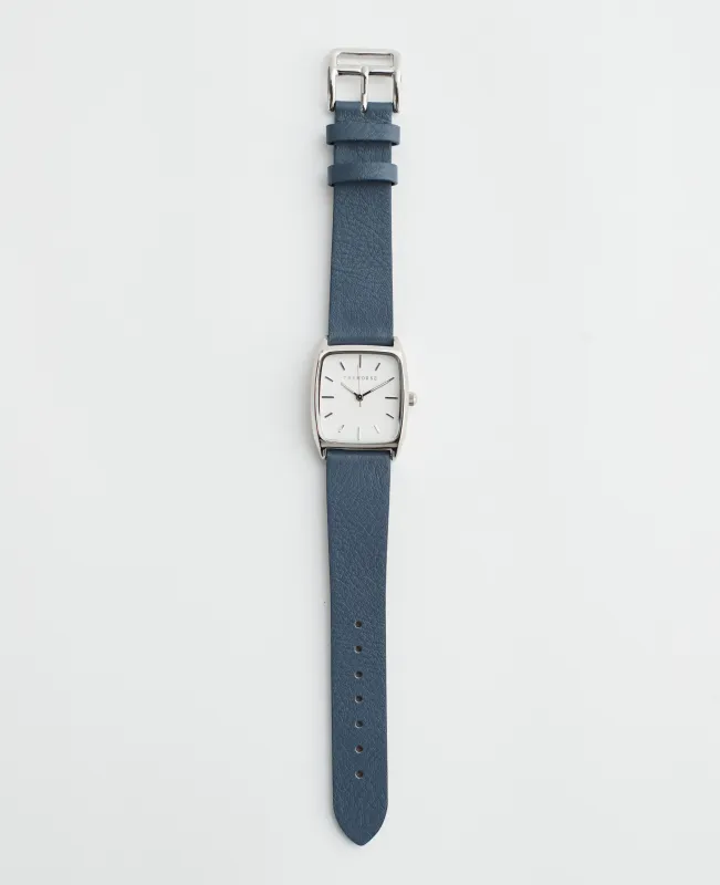 The Dress Watch: Polished Silver / White Dial / Stonewash Leather made by The Horse