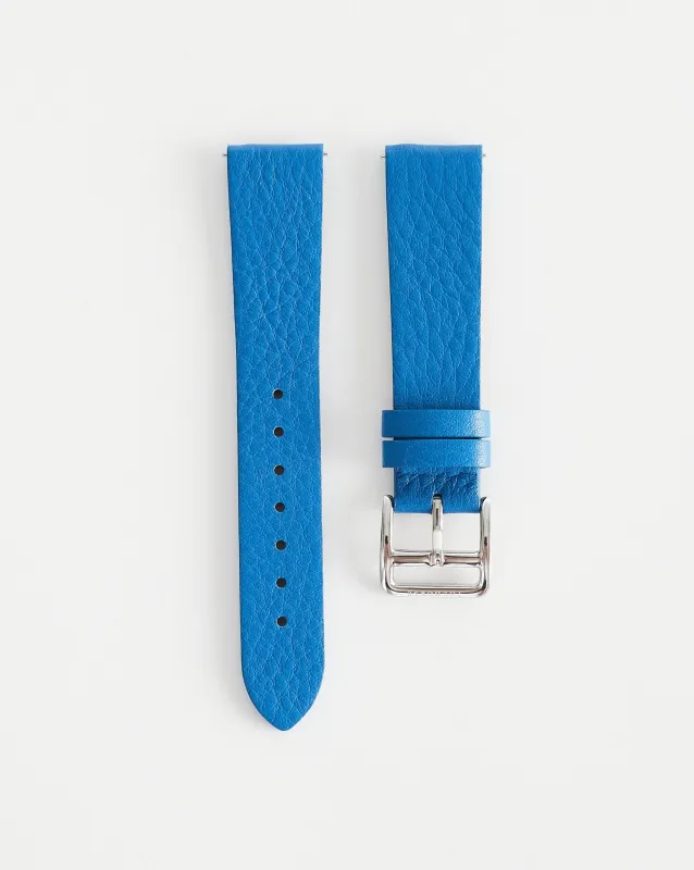 The 18mm Dress Watch Strap: Cobalt Leather / Polished Silver made by The Horse