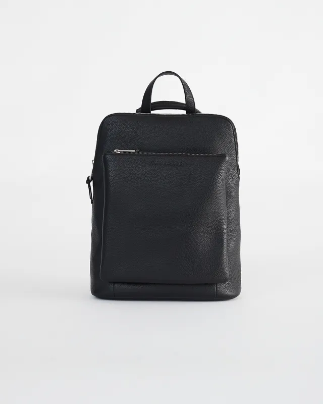 Backpack: Black Pebbled Leather made by The Horse