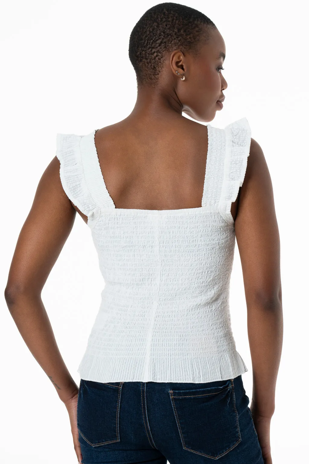 Shirred Top _ 143372 _ White sold by Refinery product image thumbnail 3