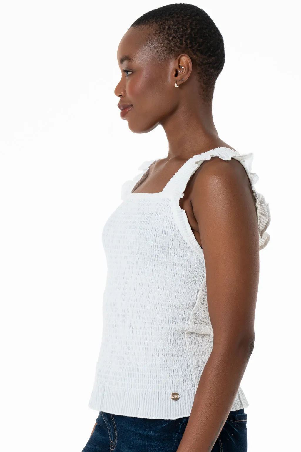 Shirred Top _ 143372 _ White sold by Refinery product image thumbnail 2