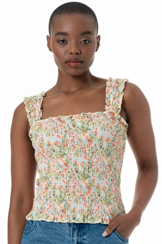 Shirred Strappy Top _ 152243 _ Multi sold by Refinery