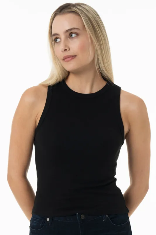 Hi Neck Waffle Tank _ 146990 _ Black sold by Refinery