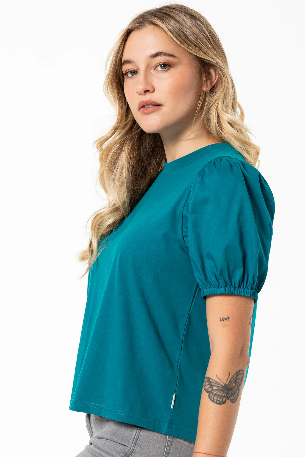 Puff Sleeve T-Shirt _ 141566 _ Green sold by Refinery product image thumbnail 3