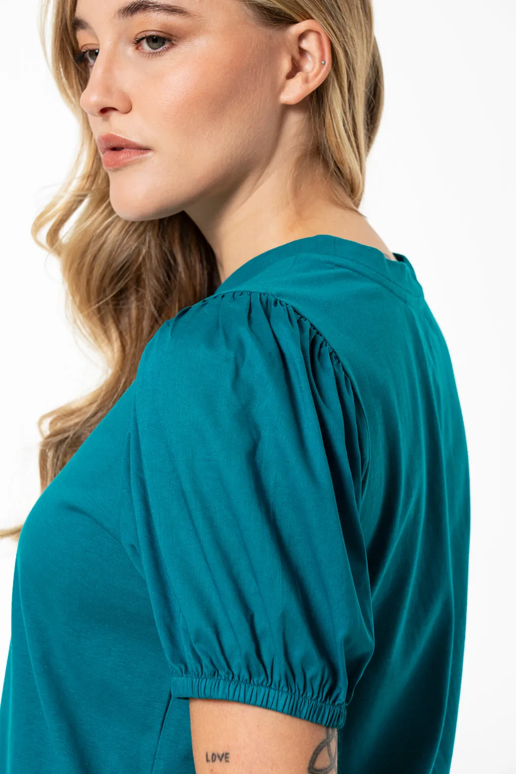 Puff Sleeve T-Shirt _ 141566 _ Green sold by Refinery product image thumbnail 2
