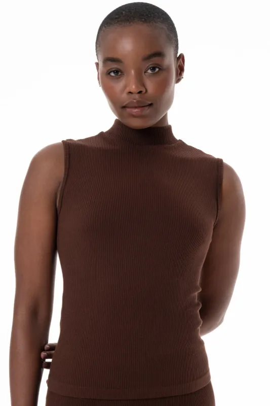 Hi-Neck Top _ 145639 _ Brown sold by Refinery
