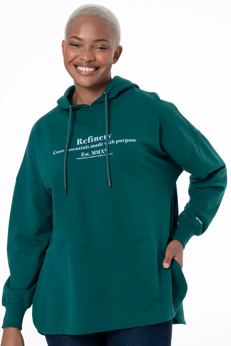 Longer Length Hoodie _ 146917 _ Green sold by Refinery