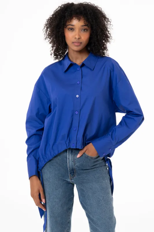 Drawstring Shirt _ 144171 _ Blue sold by Refinery