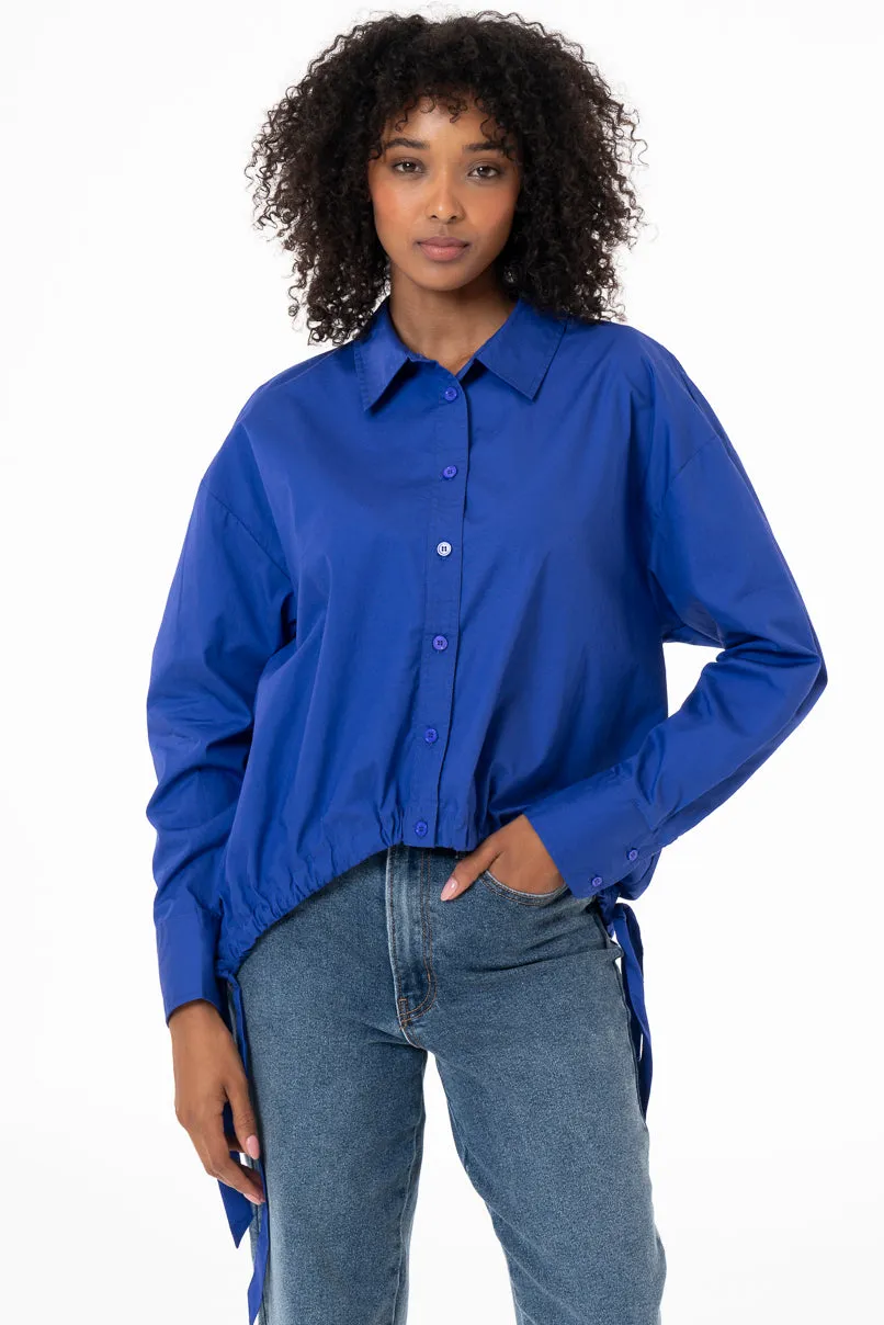 Drawstring Shirt _ 144171 _ Blue sold by Refinery