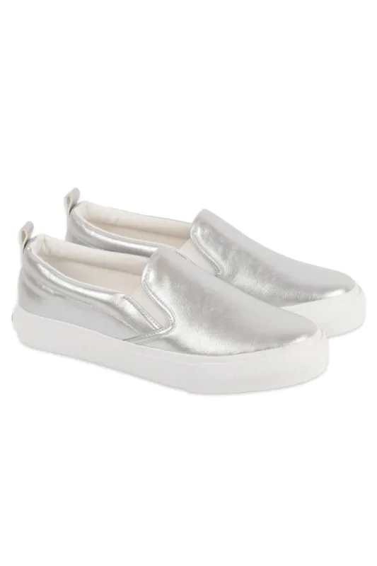 Metallic Slip-On Sneaker _ 148624 _ Silver sold by Refinery