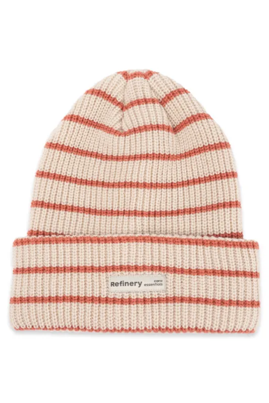 Oversized Stripe Beanie _ 146336 _ Red sold by Refinery