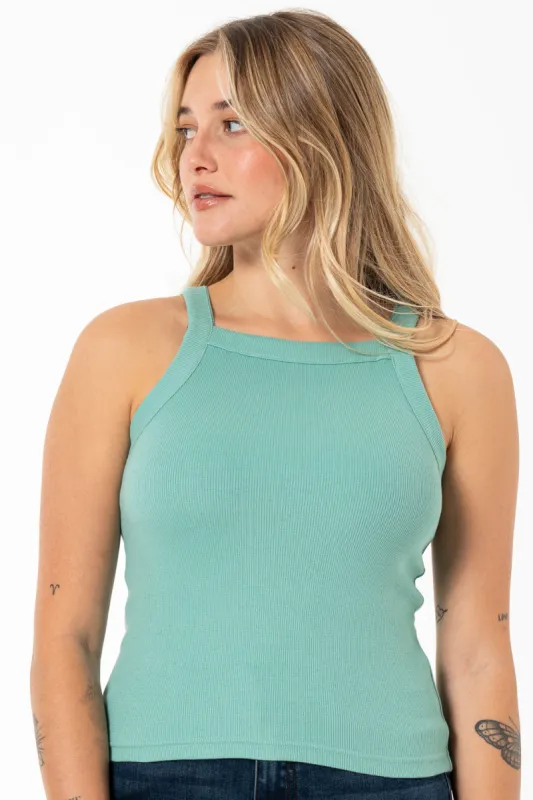 Square-Neck Tank Top _ 141581 _ Green sold by Refinery