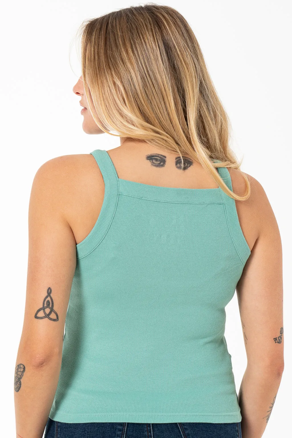 Square-Neck Tank Top _ 141581 _ Green sold by Refinery product image thumbnail 3