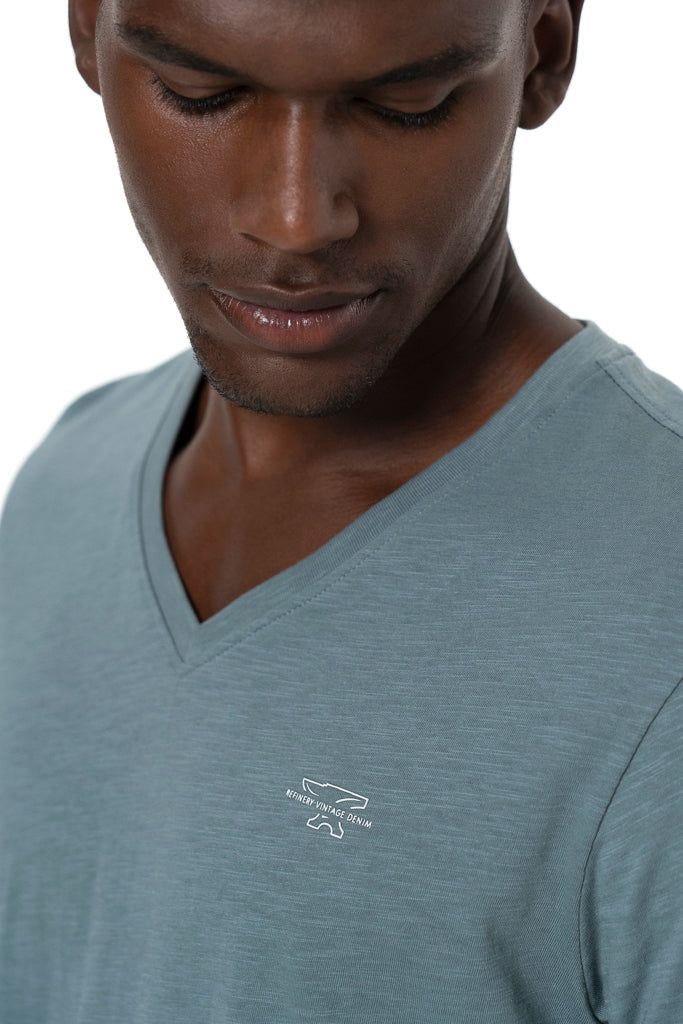 V-Neck T-Shirt _ 137175 _ Blue sold by Refinery product image thumbnail 4