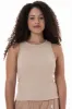 Hi Neck Ribbed Tank _ 146991 _ Stone sold by Refinery