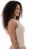 Hi Neck Ribbed Tank _ 146991 _ Stone sold by Refinery