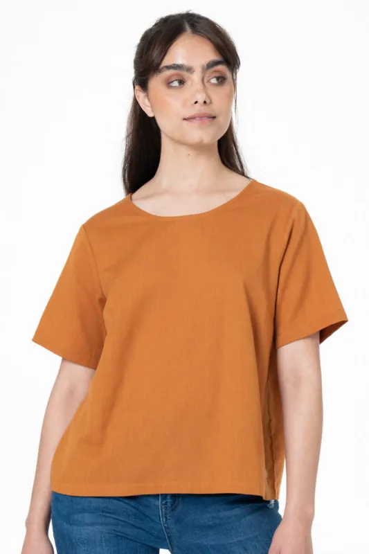Boxy Top _ 132629 _ Ochre sold by Refinery