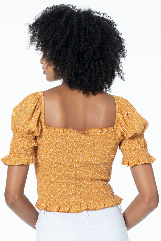 Puff Sleeve Top _ 130859 _ Yellow sold by Refinery product image thumbnail 3