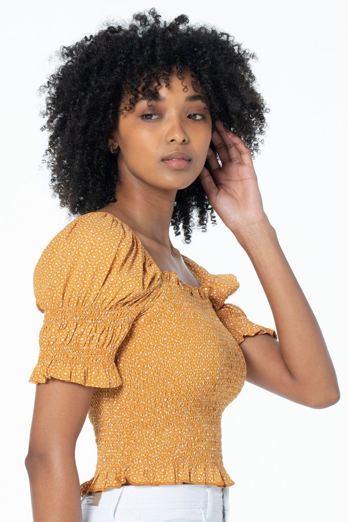 Puff Sleeve Top _ 130859 _ Yellow sold by Refinery product image thumbnail 4