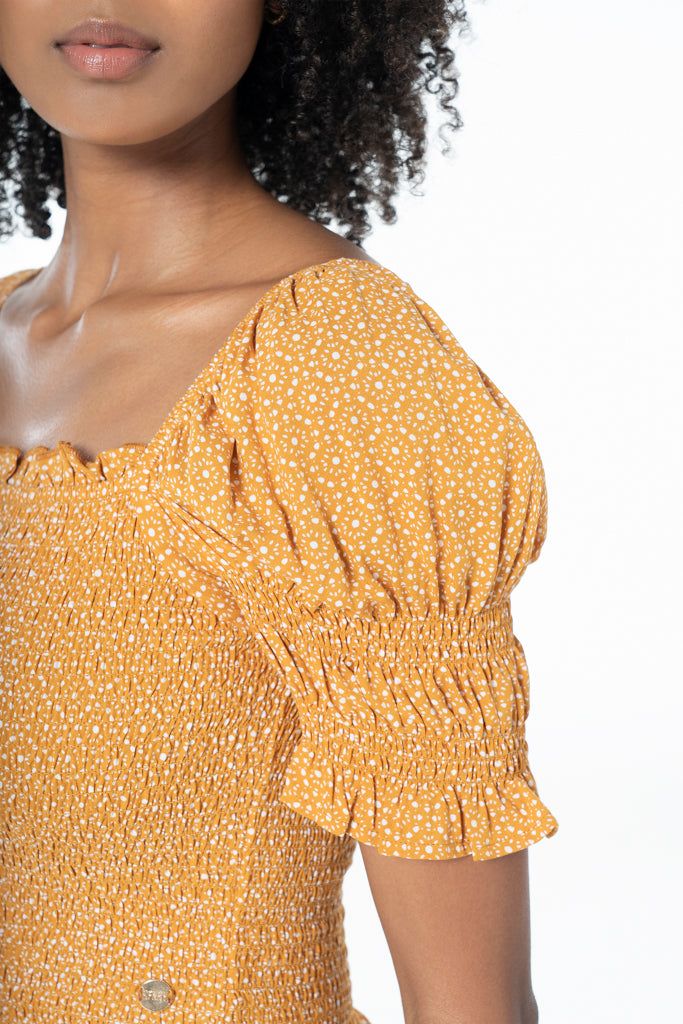 Puff Sleeve Top _ 130859 _ Yellow sold by Refinery product image thumbnail 2