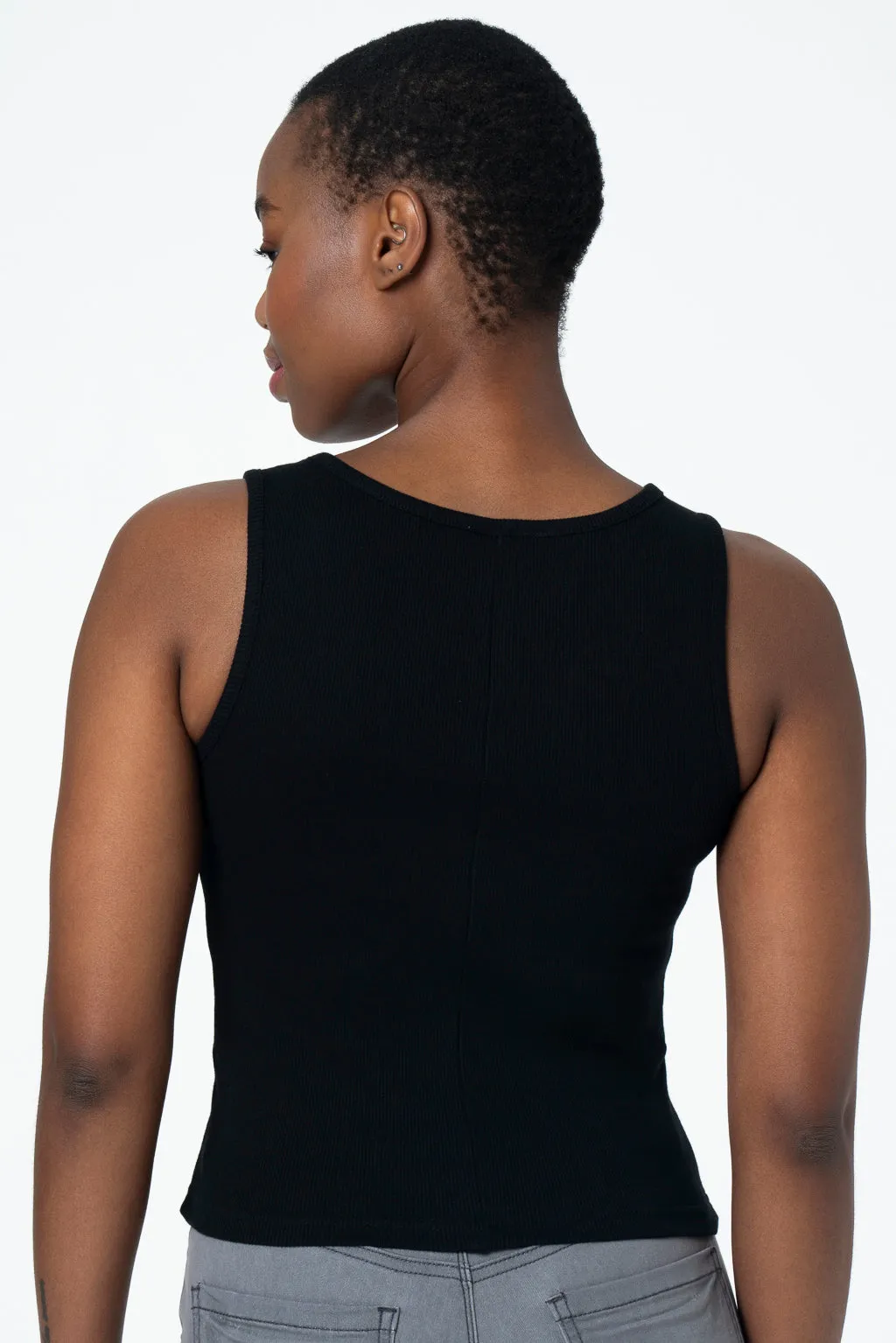 Ribbed Crop Tank _ 143375 _ Black sold by Refinery product image thumbnail 2