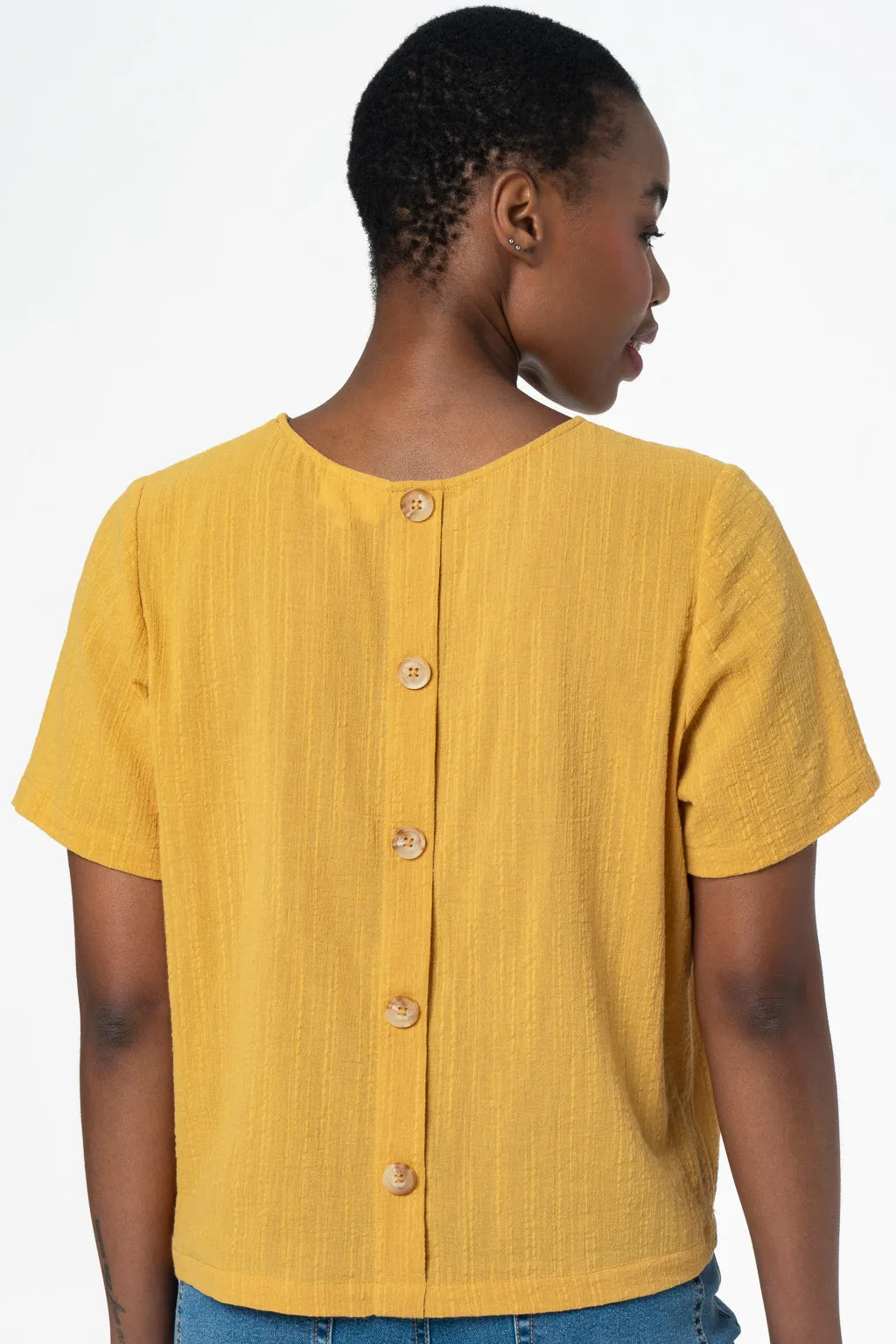 Boxy Textured Top _ 143364 _ Yellow sold by Refinery product image thumbnail 2
