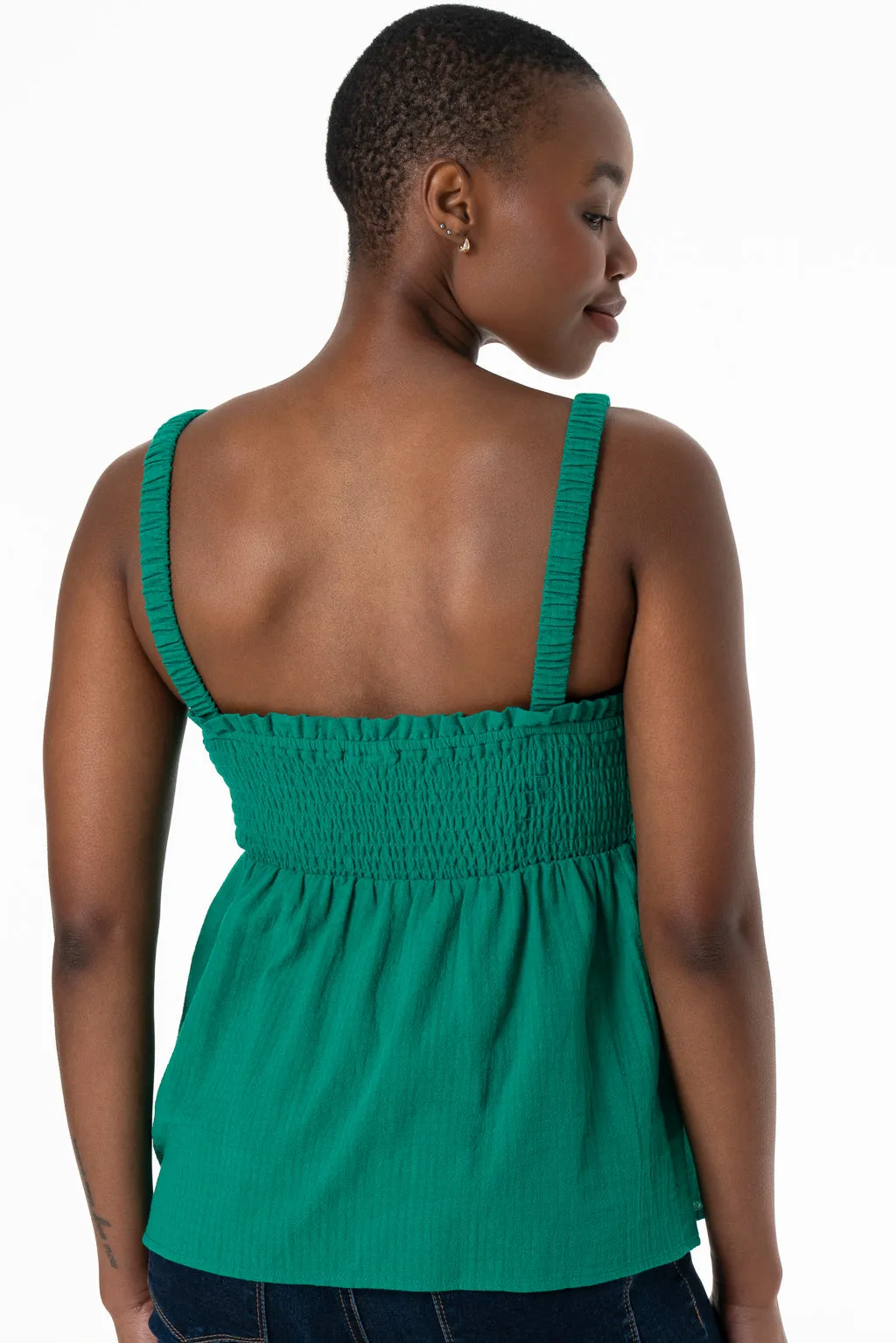 Shirred Top _ 143374 _ Green sold by Refinery product image thumbnail 3