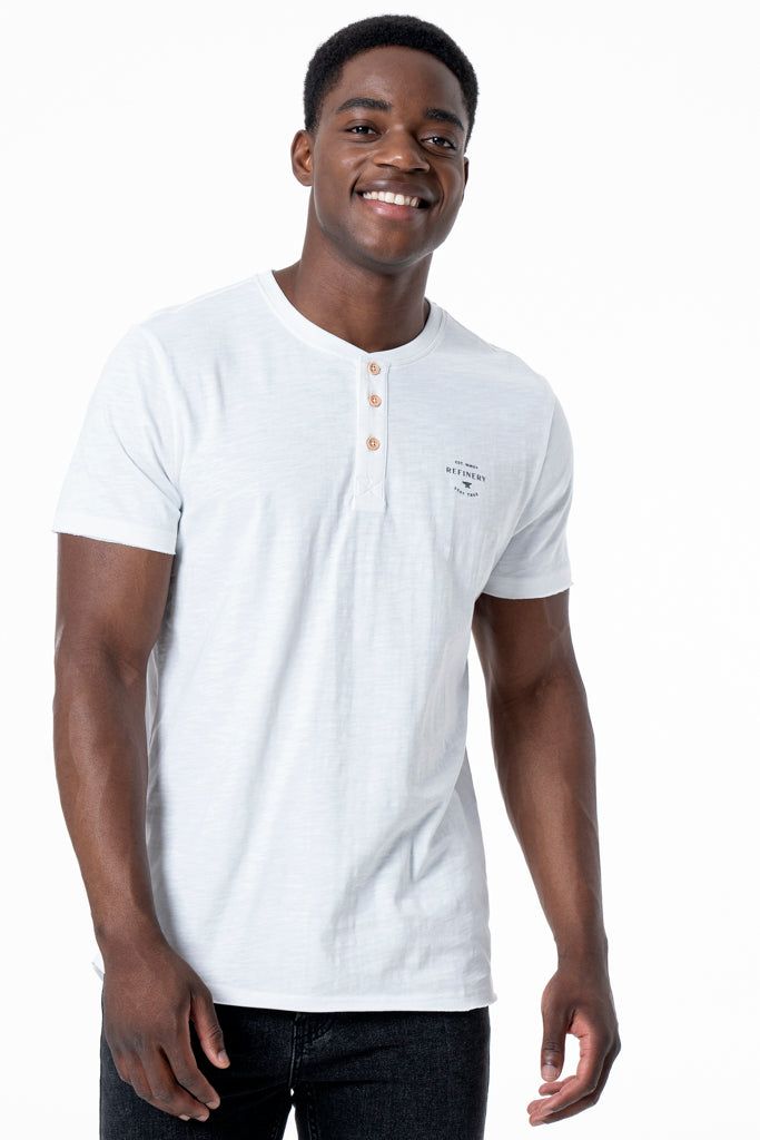 Henley T-Shirt _ 137177 _ White sold by Refinery