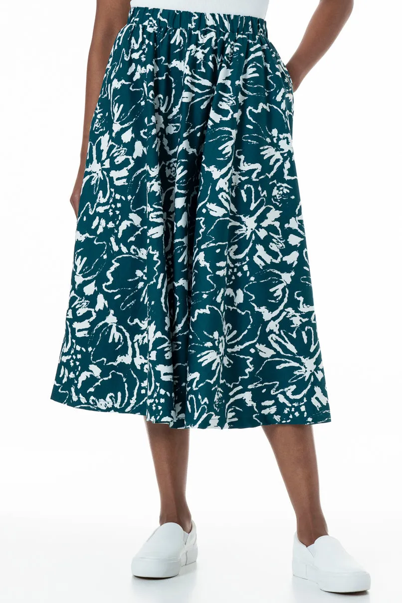 A-Line Midi Skirt _ 152025 _ Teal sold by Refinery