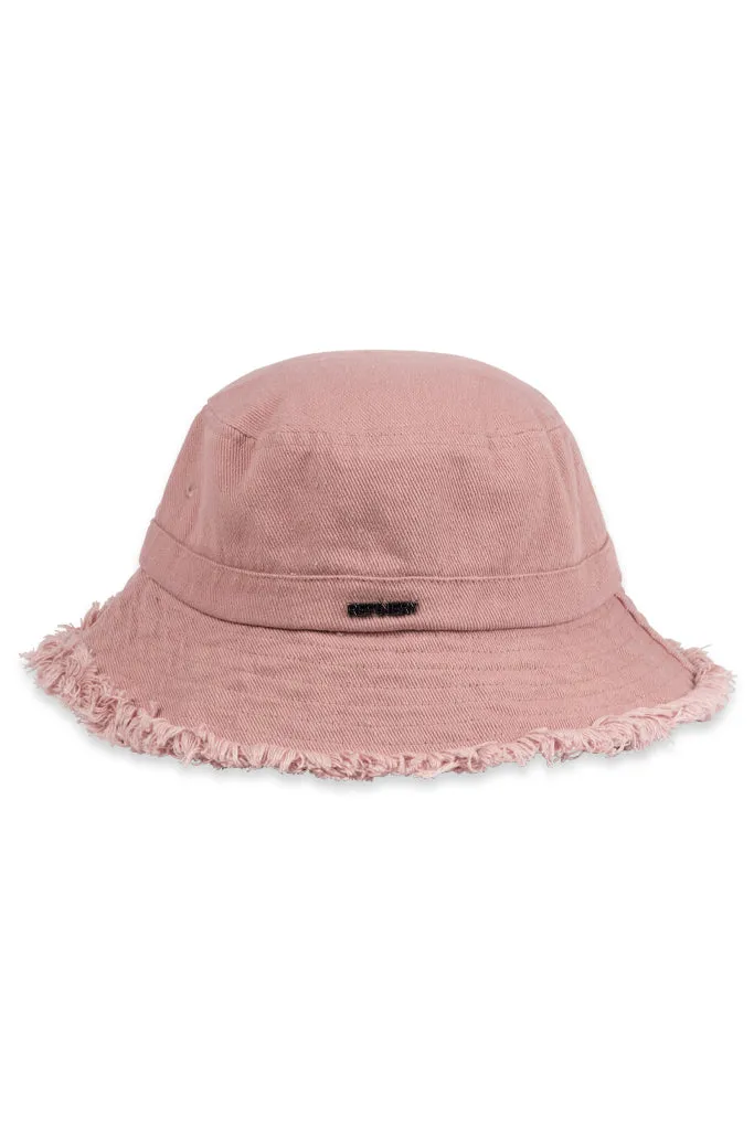 HUNT☆Travel Ripstop Bucket - Highlighter Pink CORNER PRINTING | NEWHATTAN Stonewash Bucket Hat (#NF1500)