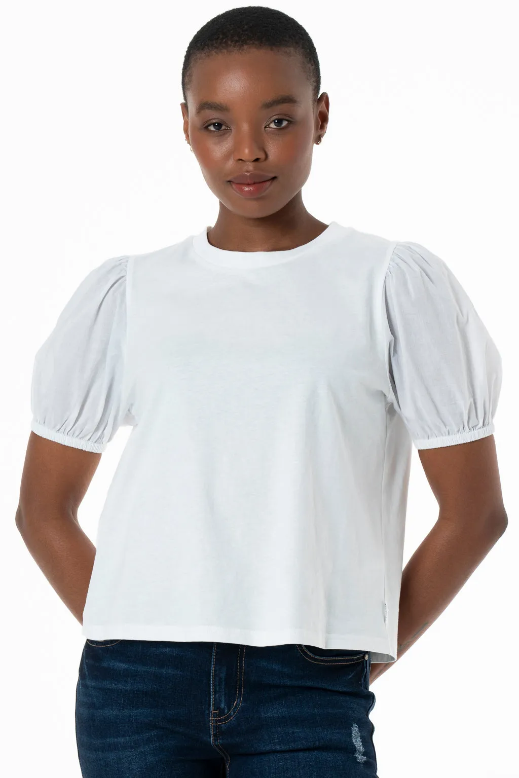 Puff Sleeve T-Shirt _ 143239 _ Optic White sold by Refinery