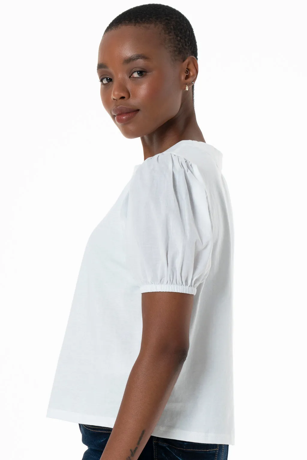 Puff Sleeve T-Shirt _ 143239 _ Optic White sold by Refinery product image thumbnail 2