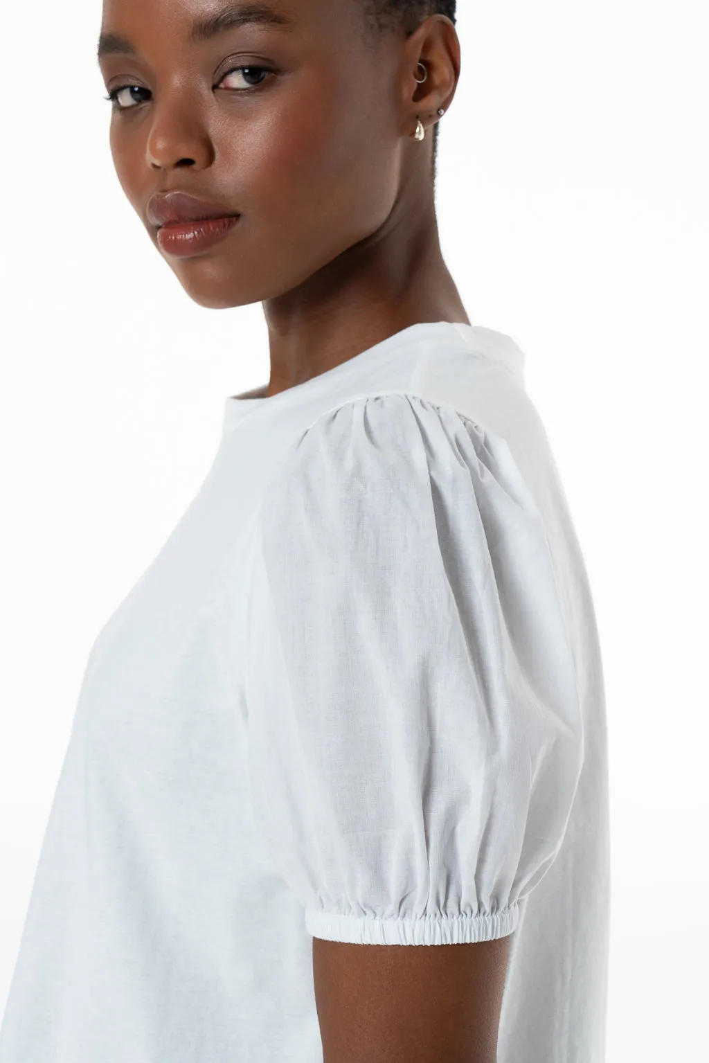 Puff Sleeve T-Shirt _ 143239 _ Optic White sold by Refinery product image thumbnail 3