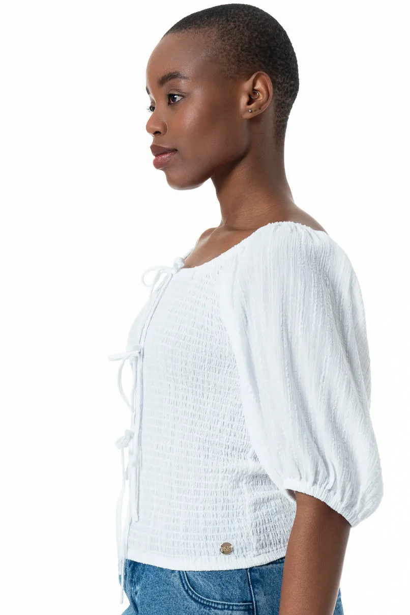 Shirred Top _ 152217 _ Optic White sold by Refinery product image thumbnail 3