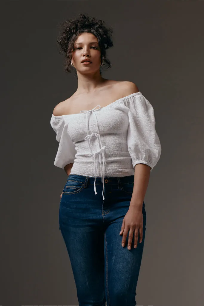 Shirred Top _ 152217 _ Optic White sold by Refinery product image thumbnail 2