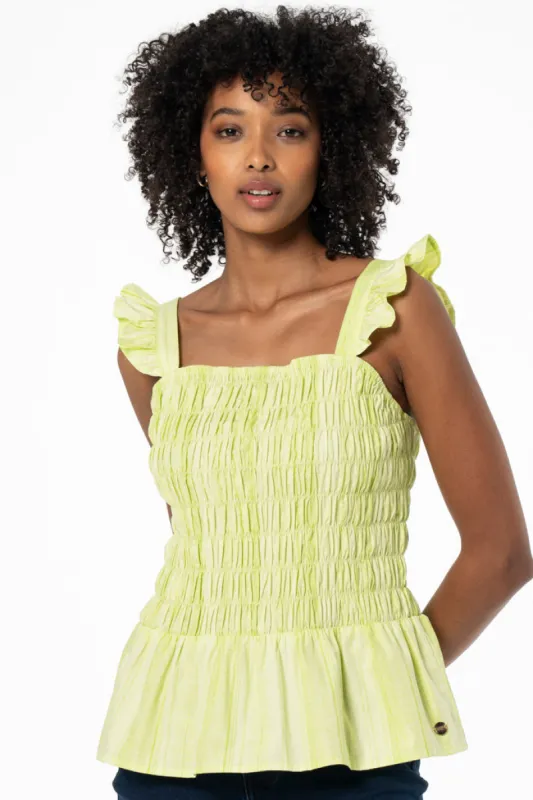 Shirred Top _ 141535 _ Green sold by Refinery