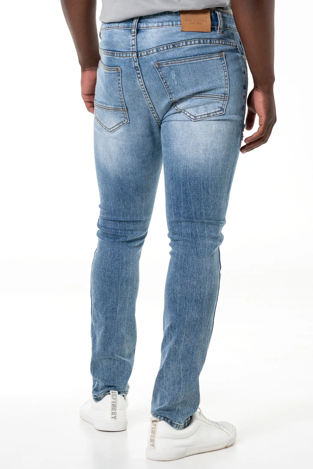 Rf02 Ripped Skinny Denim Jeans _ 140442 _ Mid Wash sold by Refinery product image thumbnail 3