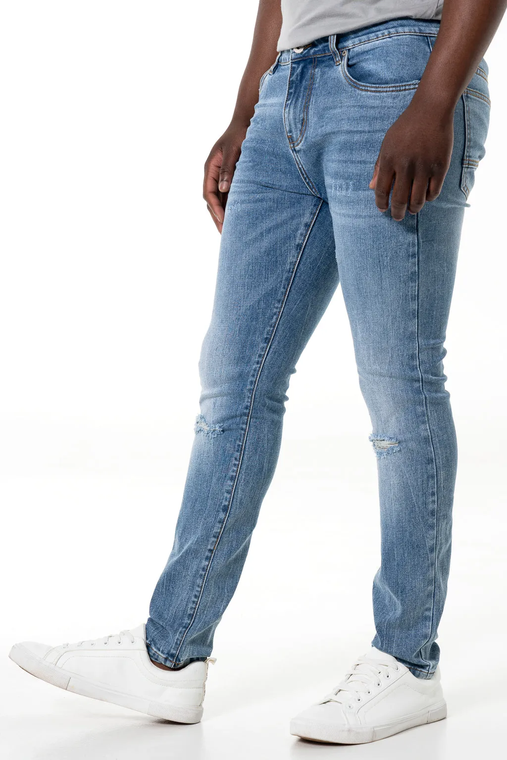 Rf02 Ripped Skinny Denim Jeans _ 140442 _ Mid Wash sold by Refinery product image thumbnail 2