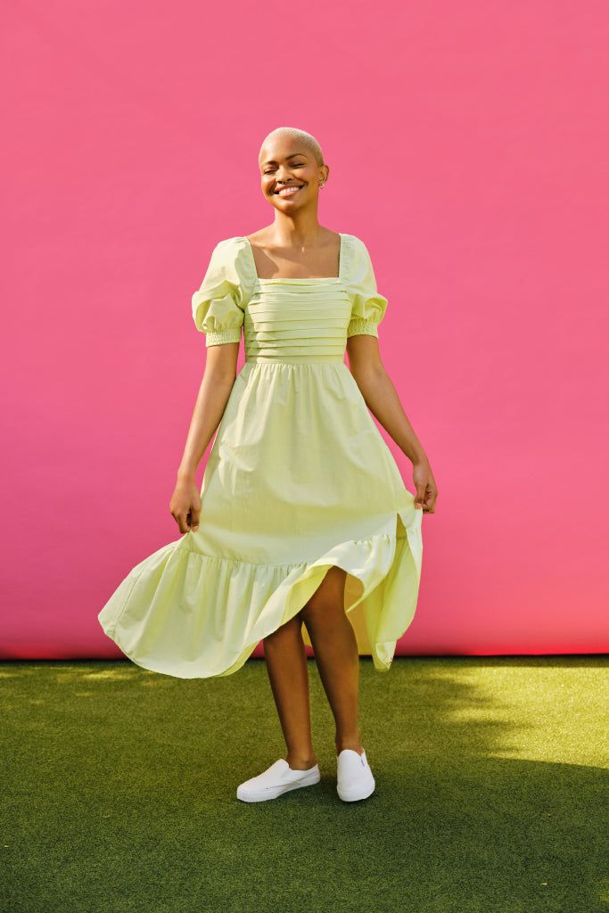 Puff Sleeve Poplin Dress _ 141417 _ Green sold by Refinery product image thumbnail 2