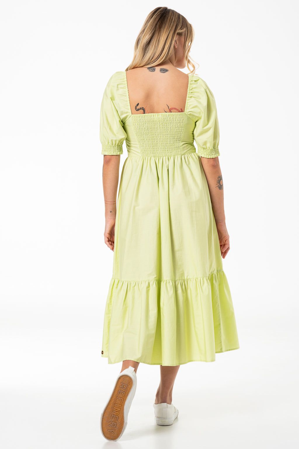 Puff Sleeve Poplin Dress _ 141417 _ Green sold by Refinery product image thumbnail 5