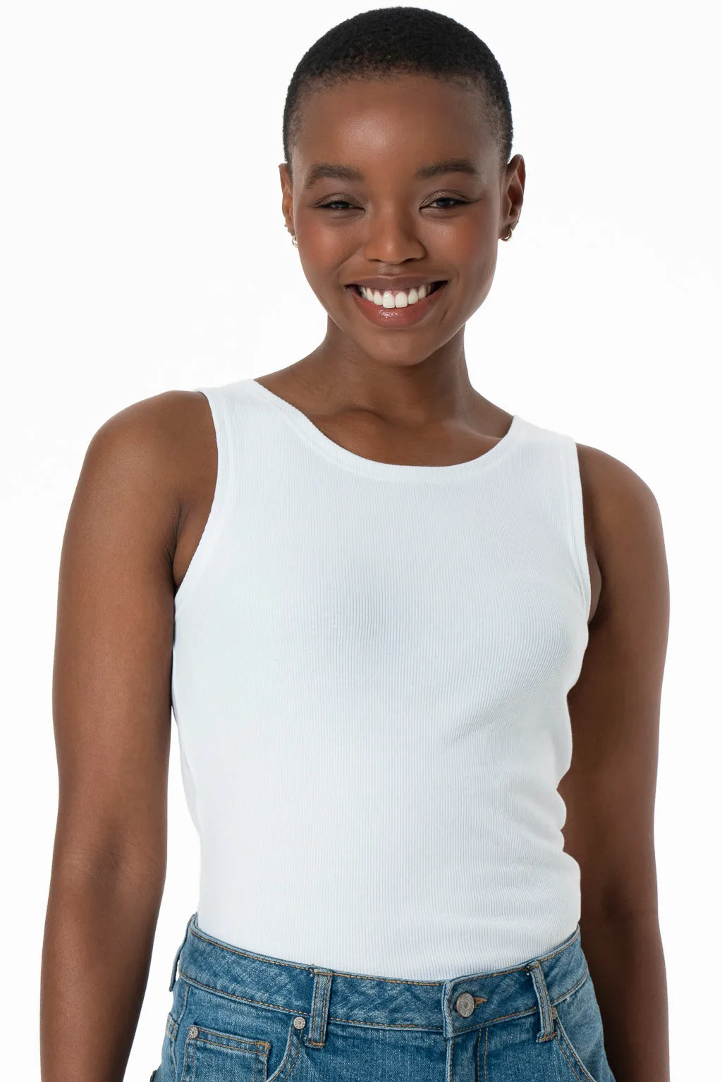 Scoop Neck Tank _ 143592 _ White sold by Refinery