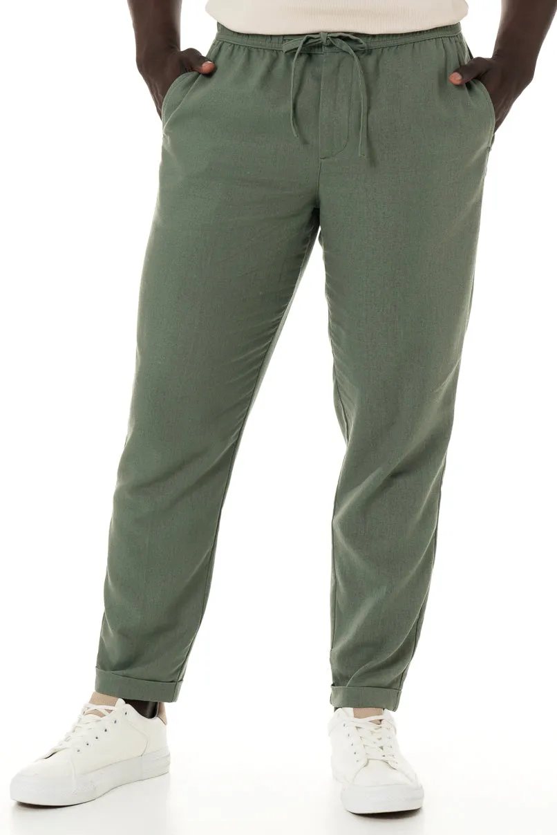 Linen Pants _ 150355 _ Fatigue sold by Refinery