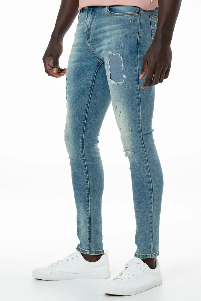 Rf10 Rip & Repair Skinny Denim Jeans _ 140444 _ Blue Denim sold by Refinery product image thumbnail 4