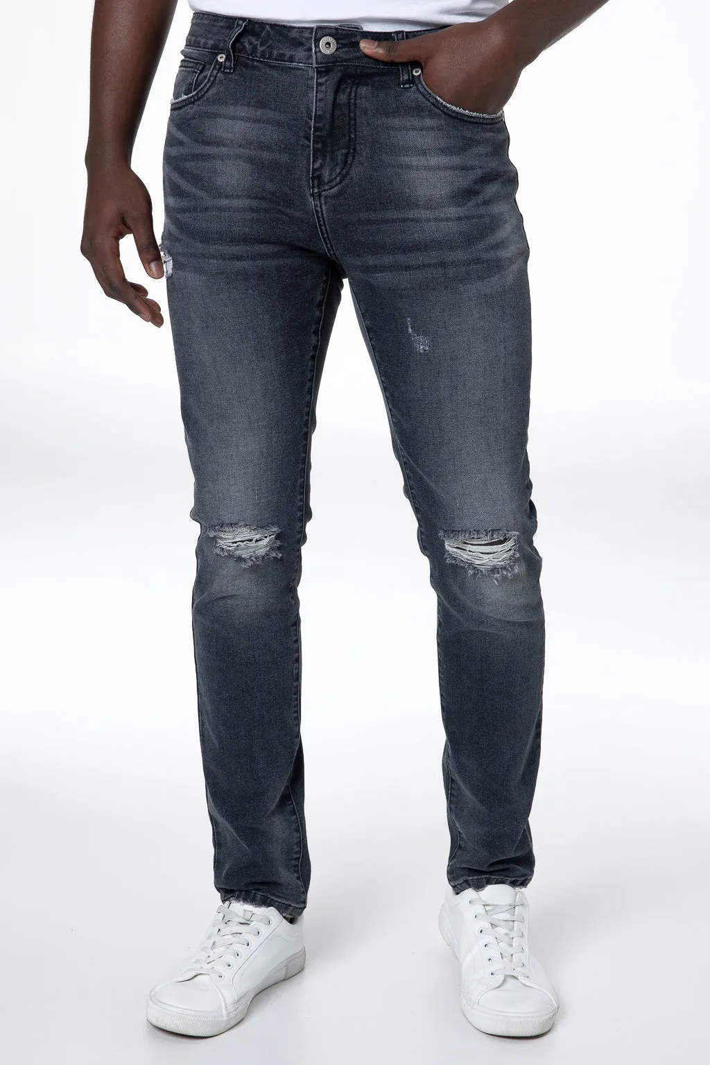Rf02 Ripped Skinny Jeans _ 142681 _ Black Wash sold by Refinery
